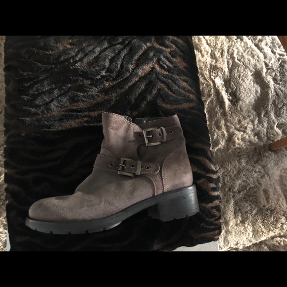 Aquatalia Shoes - Aquatalia Gray Suede Moto Booties Brand new!  Sz 7